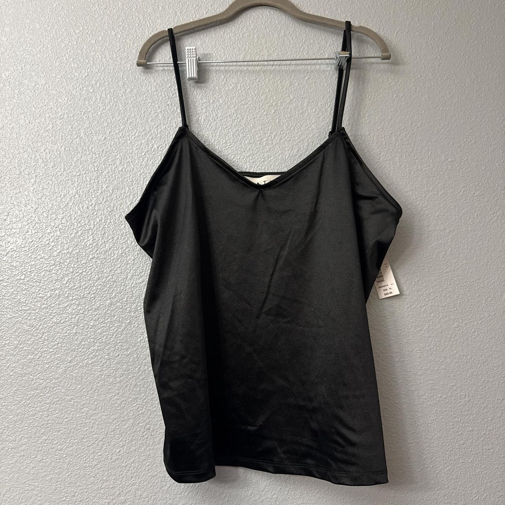 Hiatus Black Satin Cami Top with Adjustable Straps